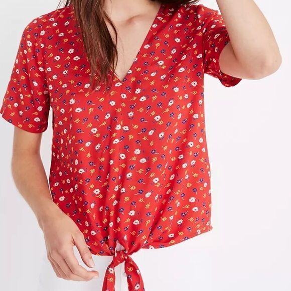 Madewell Novel Tie-Front Top in Prairie Posies - Picture 3 of 12